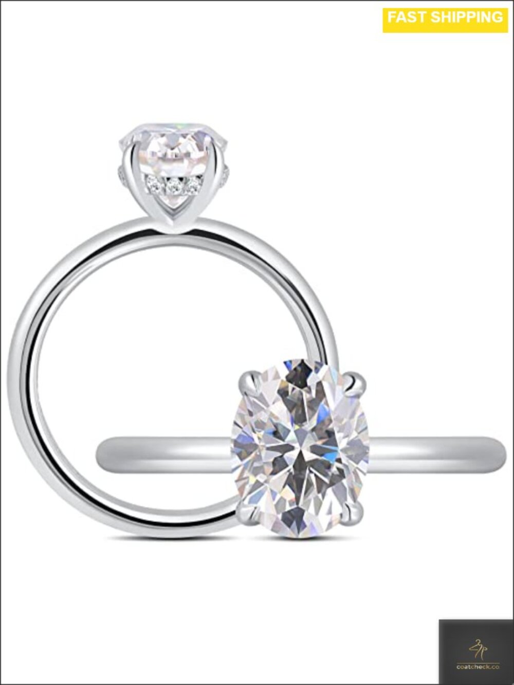 Oval Moissanite Engagement Ring 925 Sterling Silver Solitaire